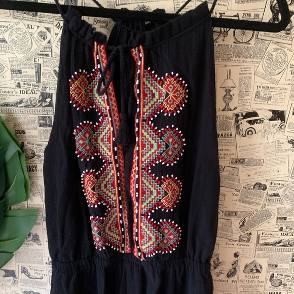 Madewell embroidered maxi black slit dress SZ Xs 2 - Picture 5 of 14